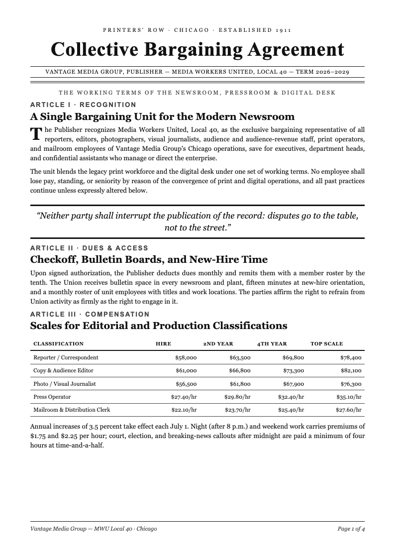 New York editorial collective bargaining agreement
